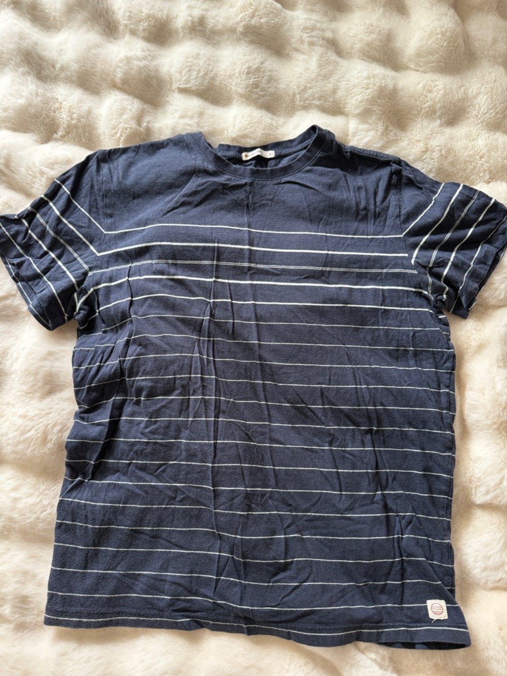 Marine Layer Navy Blue Striped Crew Tee